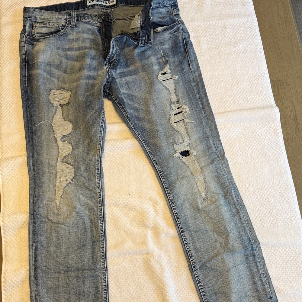 Distressed Express Blue Jeans 36/30